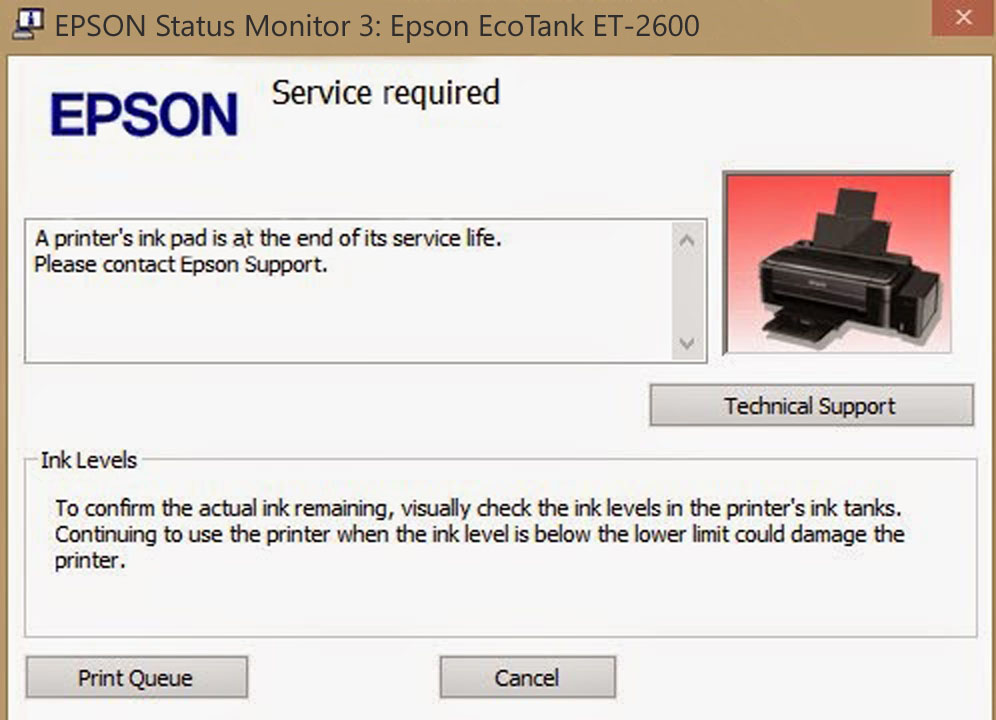 epson ink pad needs service